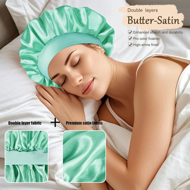 Doitory Store Satin Silk Bonnet for Sleeping, Soft Satin Lined Hair Bonnet for Women, Double Layer Sleep Nightcap - Image 3